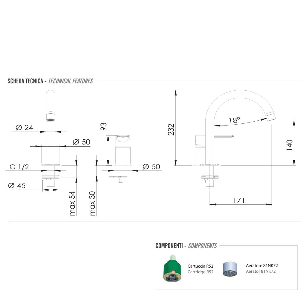  Miscelatore Monocomando Lavabo due fori cromato senza scarico collezione Energy di Remer Rubinetterie by CeramicStore | Lo specialista del tuo bagno
