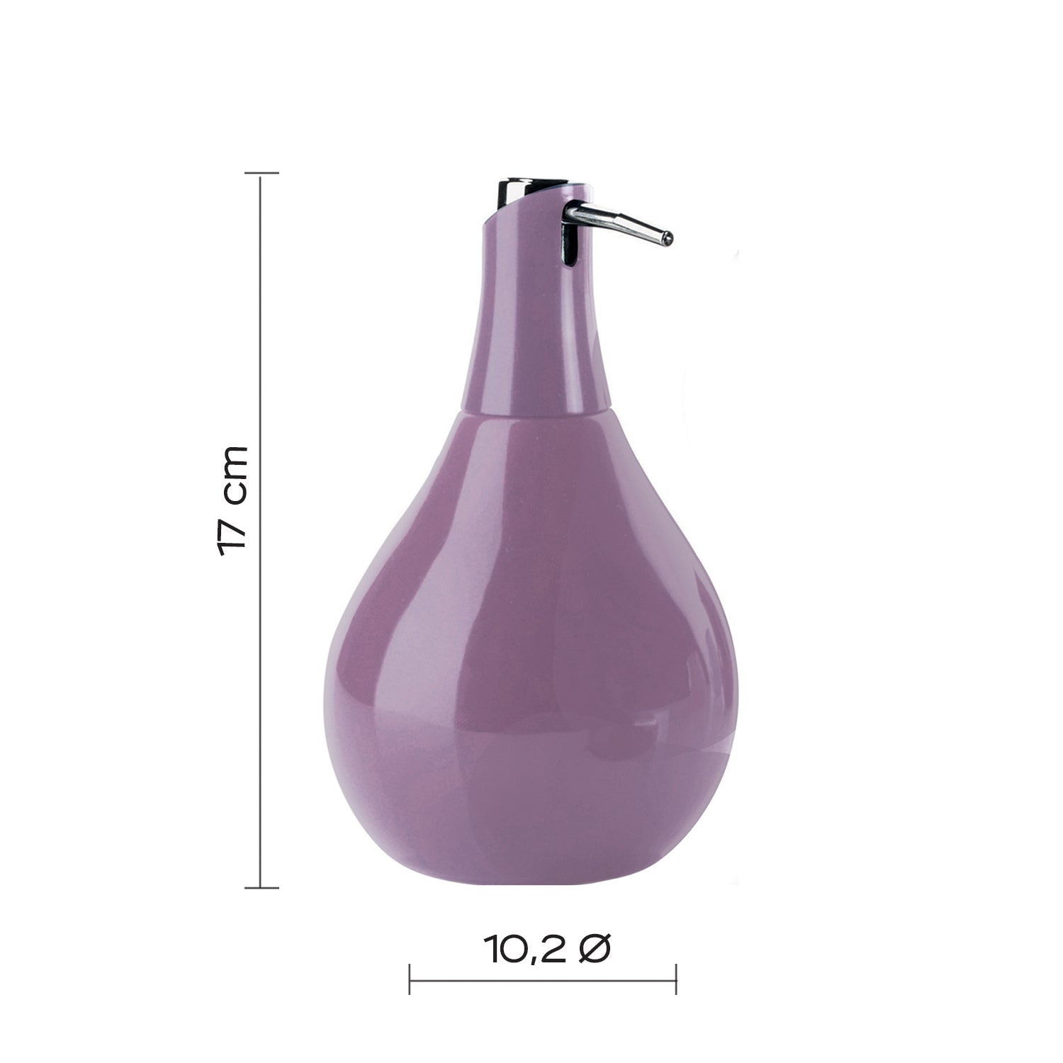  Dispenser sapone in ceramica con erogatore in plastica cromata Gedy modello Azalea - Lilla