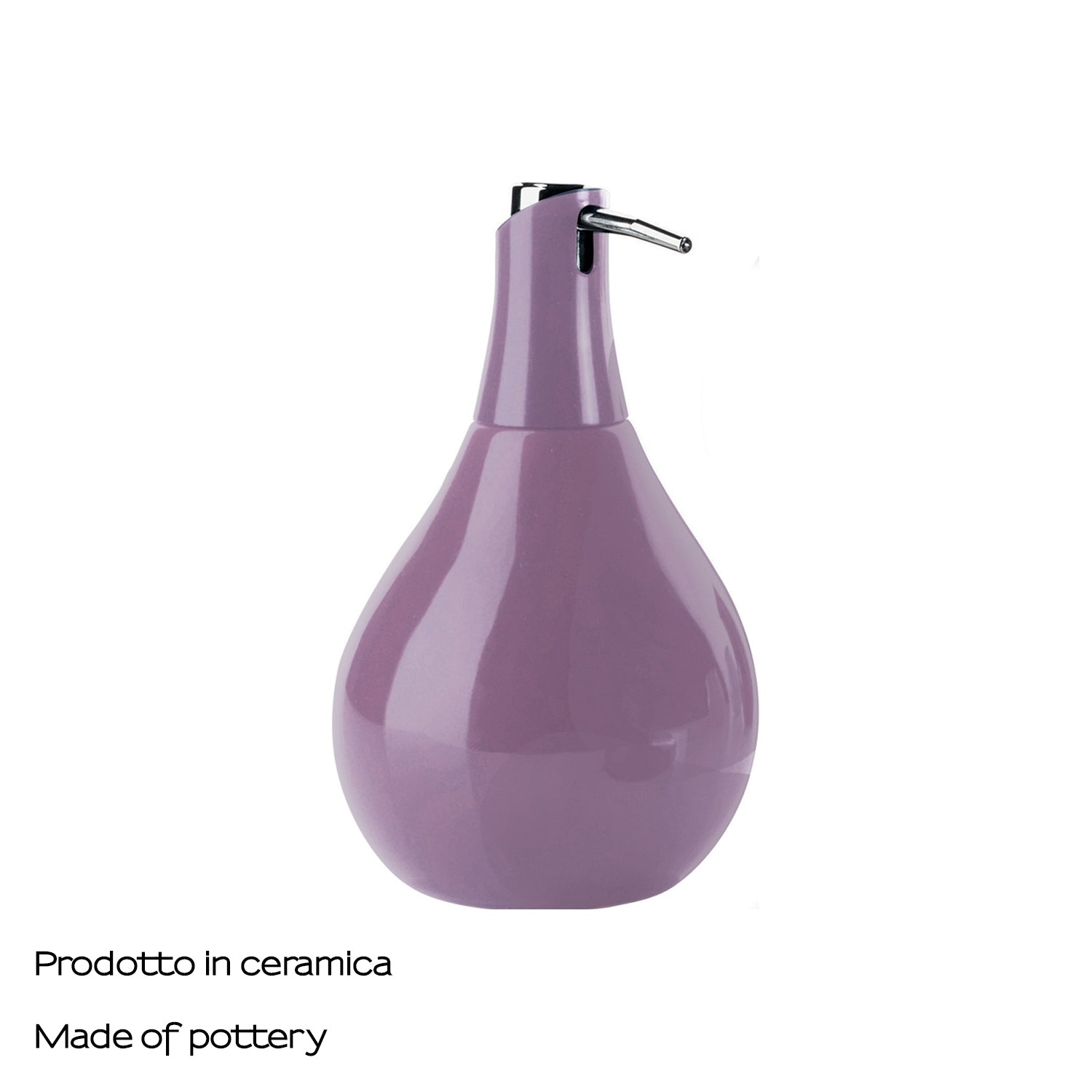  Dispenser sapone in ceramica con erogatore in plastica cromata Gedy modello Azalea - Lilla