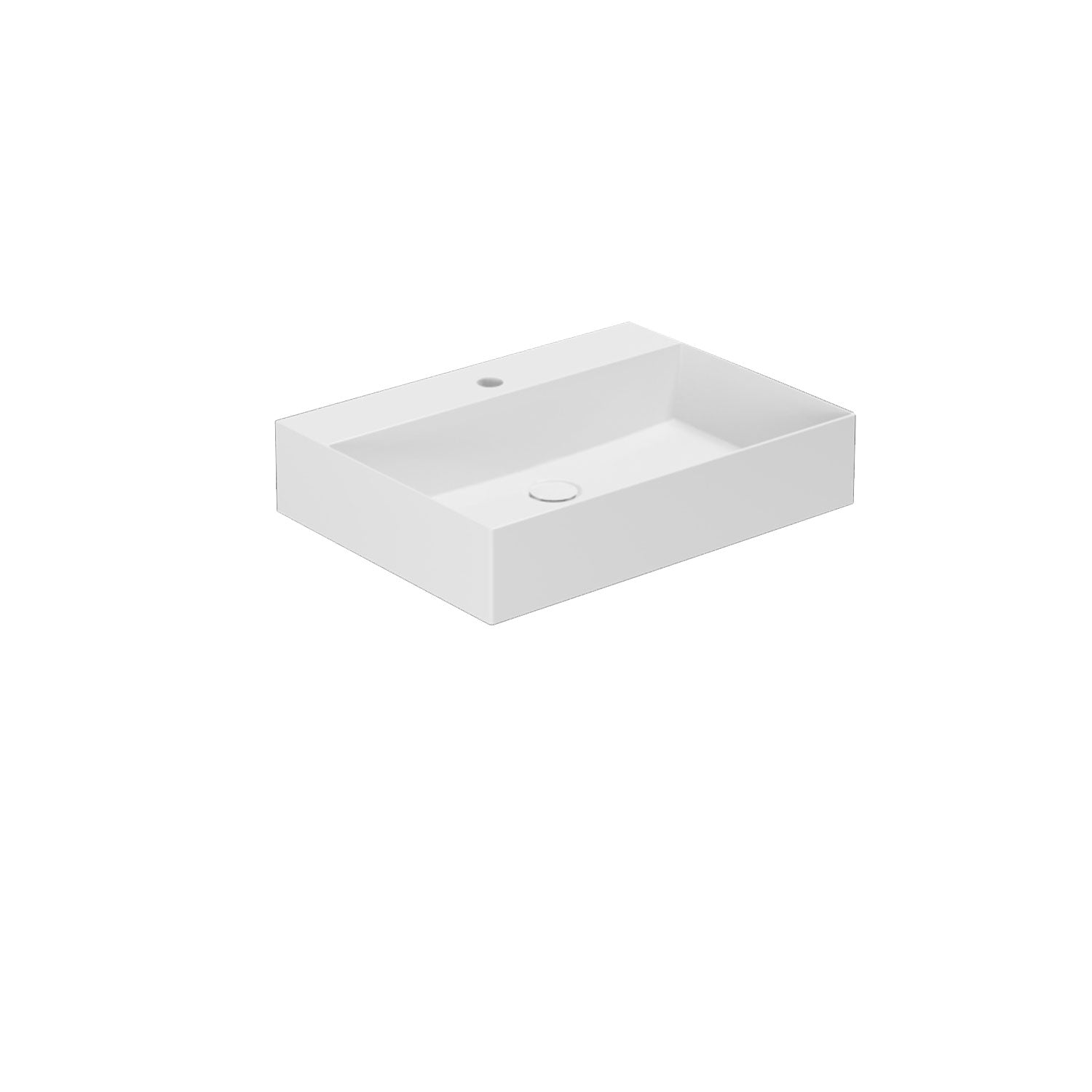 Lavabo da appoggio squadrato Ceramica Azzurra Elegance 60x45 cm con foro - Cotone opaco