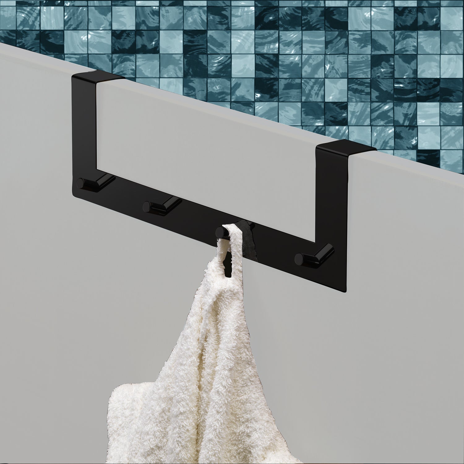  Appendiabiti Morgana multiplo sopraporta da 40 mm - Nero Matt by CeramicStore | Lo specialista del tuo bagno
