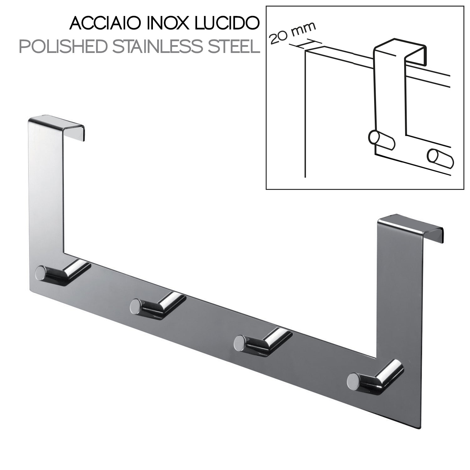  Appendiabiti Morgana multiplo sopraporta da 20 mm - Cromato by CeramicStore | Lo specialista del tuo bagno