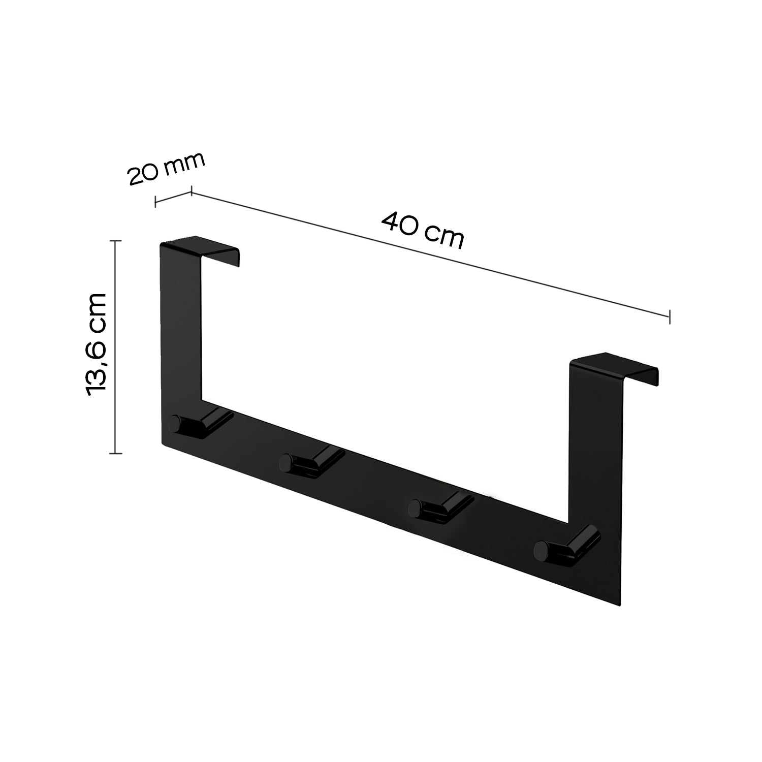  Appendiabiti Morgana multiplo sopraporta da 20 mm - Nero Matt by CeramicStore | Lo specialista del tuo bagno