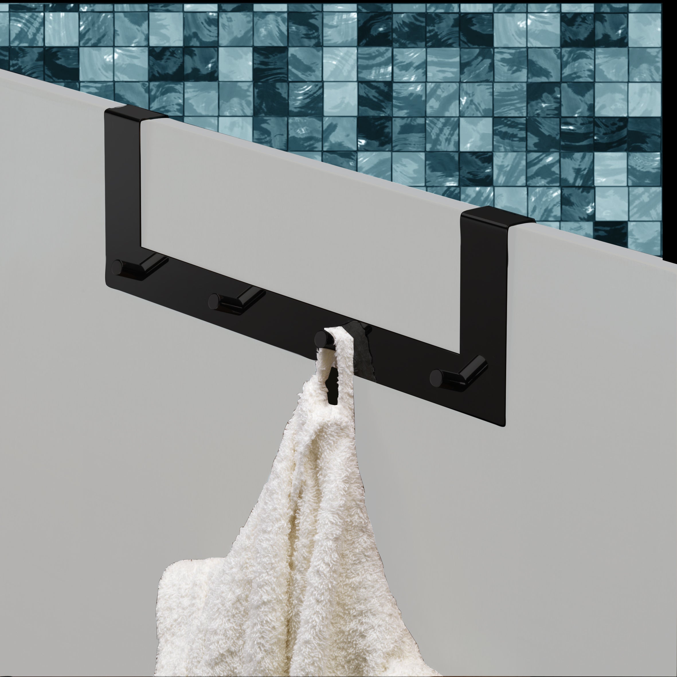  Appendiabiti Morgana multiplo sopraporta da 20 mm - Nero Matt by CeramicStore | Lo specialista del tuo bagno
