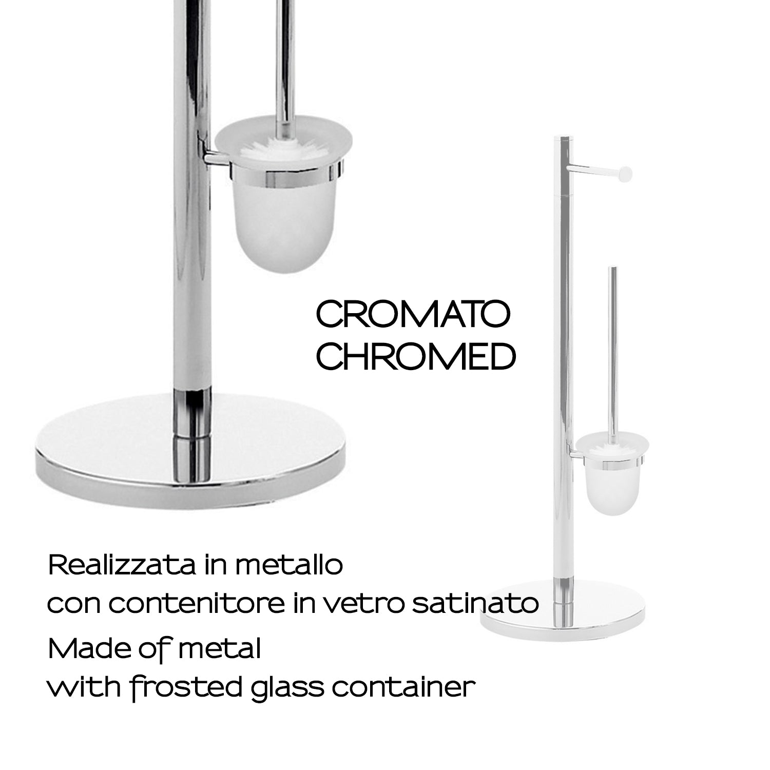  Piantana porta rotolo e scopino WC modello Tracy di Gedy - Cromato