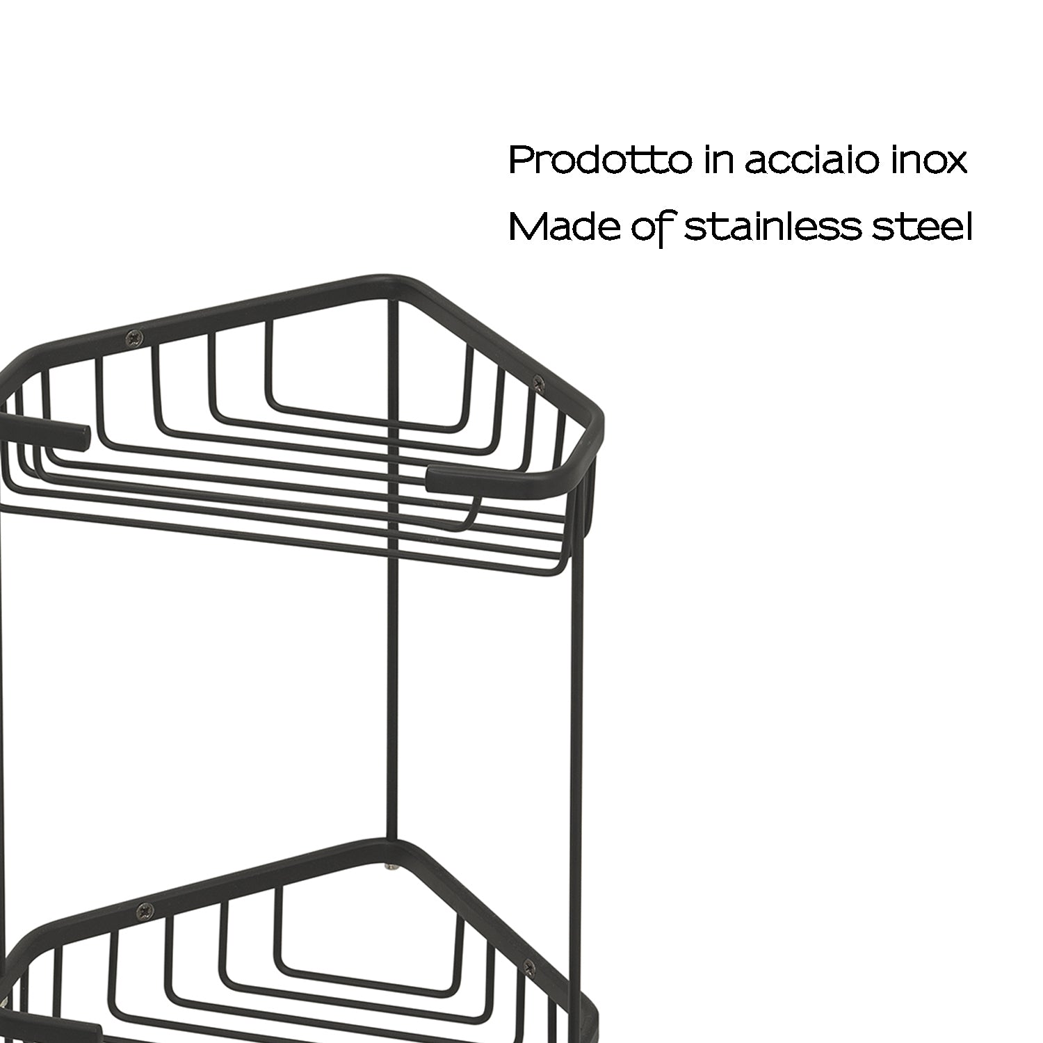  Portaoggetti doccia angolare a due ripiani modello Augustus di Gedy - Nero Matt by CeramicStore | Lo specialista del tuo bagno