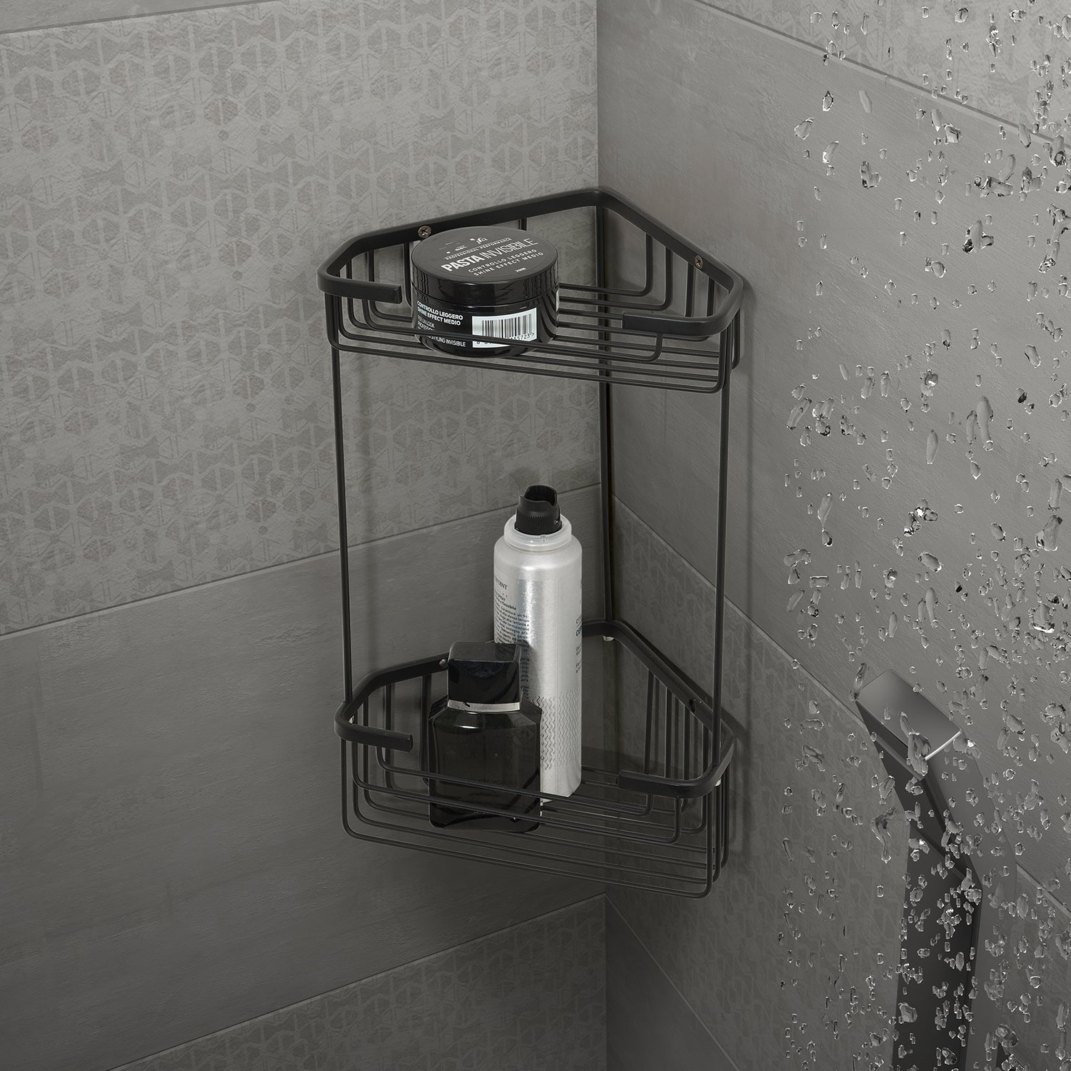  Portaoggetti doccia angolare modello Augustus Alto di Gedy - Nero Matt by CeramicStore | Lo specialista del tuo bagno