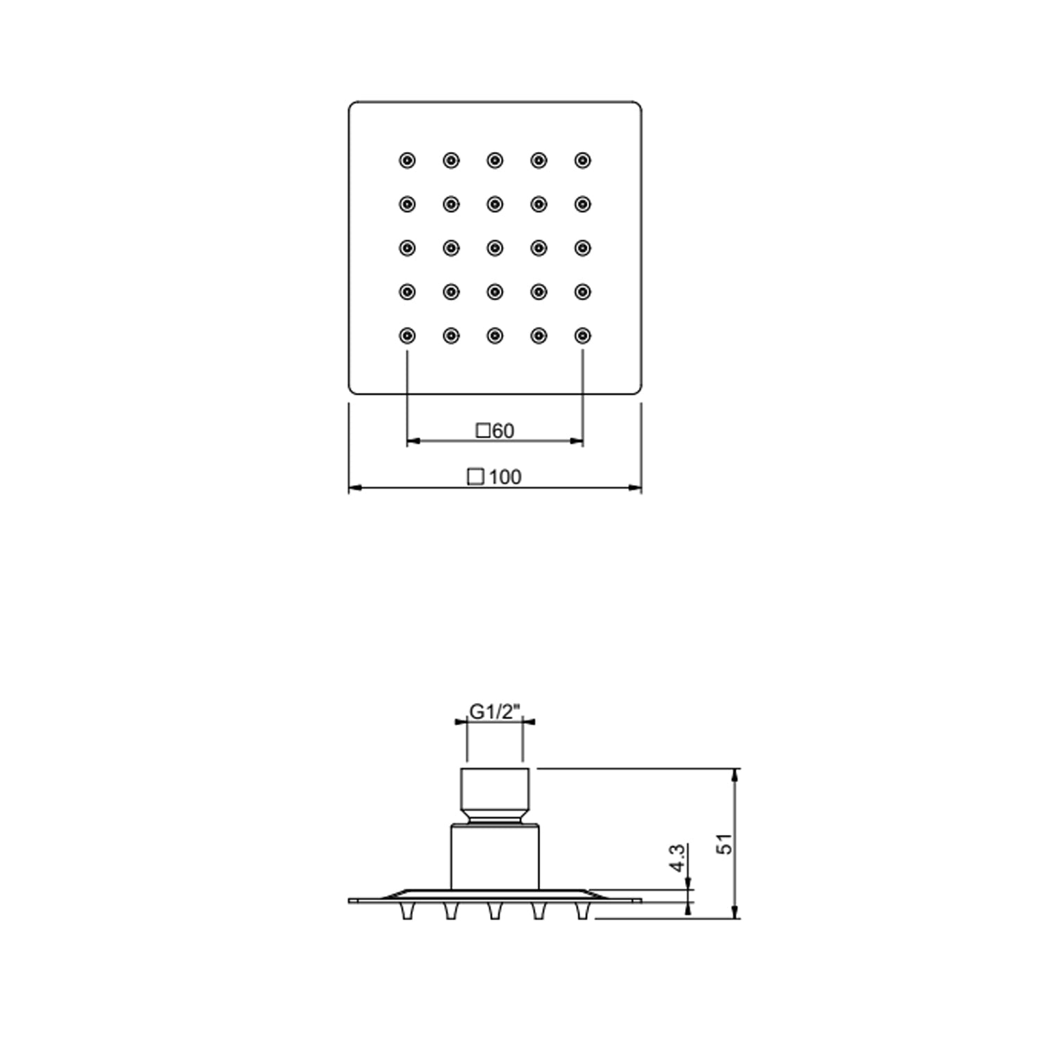  Soffione quadro modello Don 10x10 cm inox cromato by CeramicStore | Lo specialista del tuo bagno