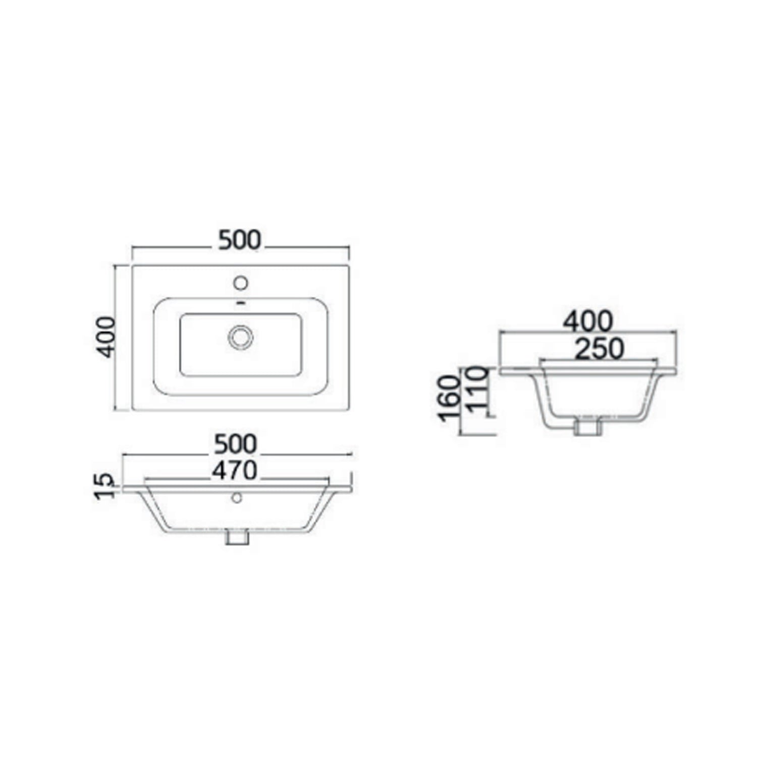 Consolle in ceramica con troppo pieno BathCore 50x40 cm - Bianco lucido 2
