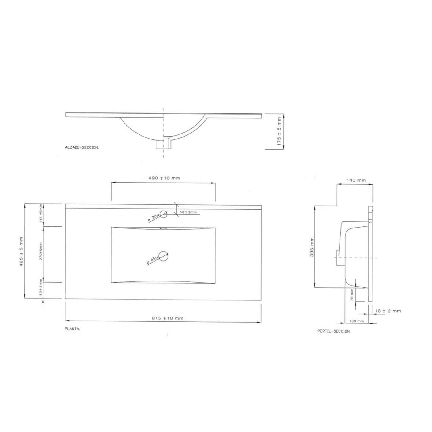 Lavabo in ceramica BathCore 80x45 cm - Bianco 2
