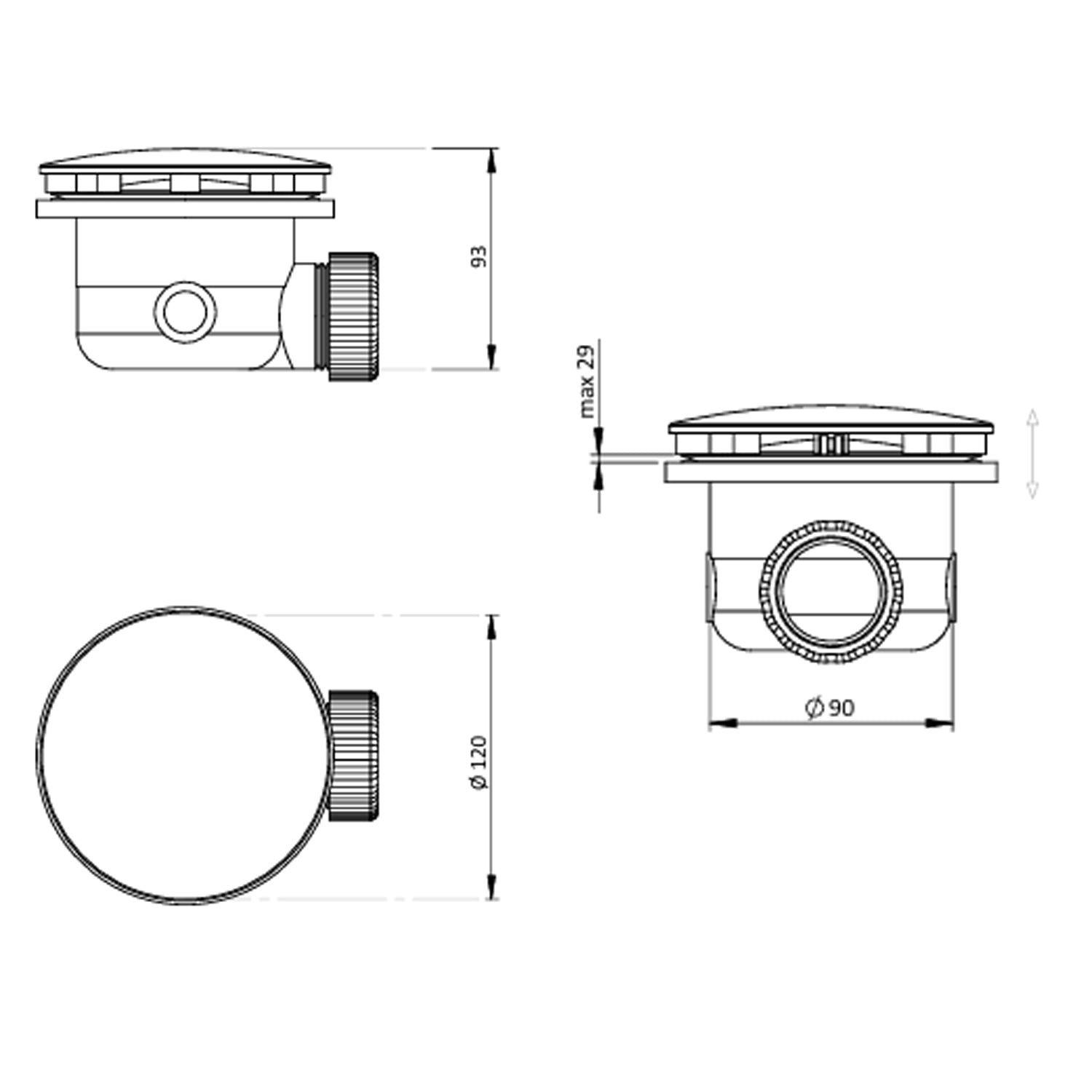  Piletta per piatti doccia ad alta capacità con cestello raccogli capelli diam. 90 mm by CeramicStore | Lo specialista del tuo bagno