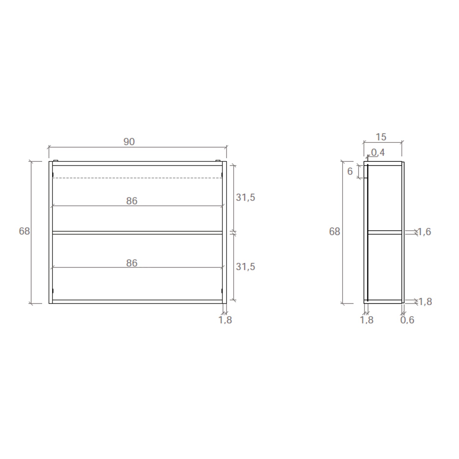  Specchio contenitore 90x15x68 cm con 2 ante Cubi&Co - Bianco lucido by CeramicStore | Lo specialista del tuo bagno