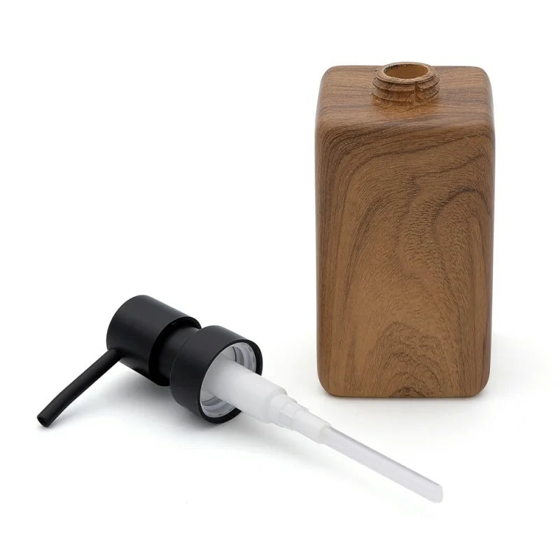 Dispenser sapone d'appoggio BathCore serie Roots - Nero/Effetto legno 2