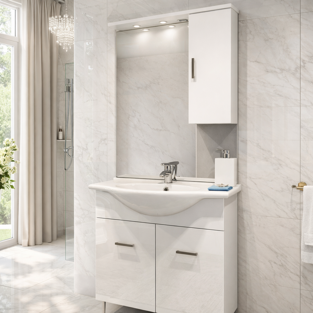 Mobile bagno completo con lavabo, specchio e illuminazione LED Laguna by Cubi&Co - varie finiture 7