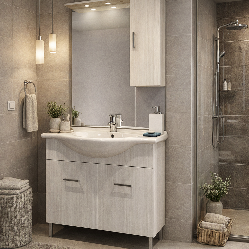 Mobile bagno completo con lavabo, specchio e illuminazione LED Laguna by Cubi&Co - varie finiture 9