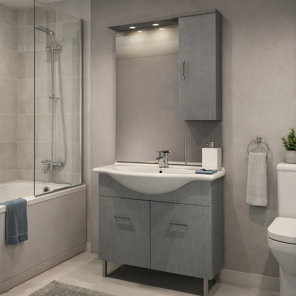 Mobile bagno completo con lavabo, specchio e illuminazione LED Laguna by Cubi&Co - varie finiture 11