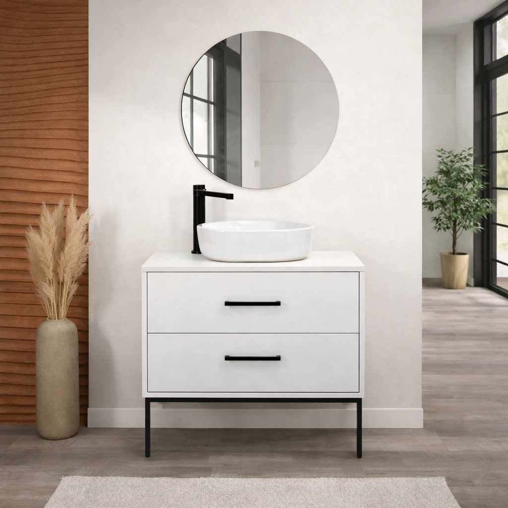 Mobile bagno sospeso Venere 80 cm con lavabo da appoggio e specchio - varie finiture 5