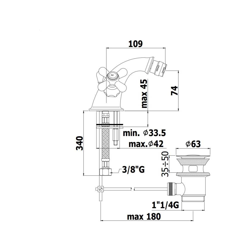  Rubinetto monoforo bidet con scarico serie Iris modello IRV125CO cromato oro Paffoni by CeramicStore | Lo specialista del tuo bagno