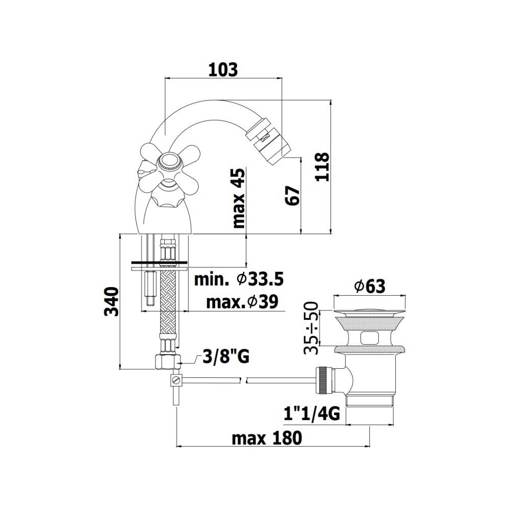  Rubinetto bidet canna girevole 2 maniglie serie Iris modello IRV137CO cromato oro Paffoni by CeramicStore | Lo specialista del tuo bagno