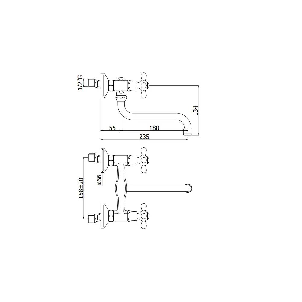  Gruppo lavello a doppia leva cucina a parete serie Iris modello IRV161BR Bronzo Paffoni by CeramicStore | Lo specialista del tuo bagno