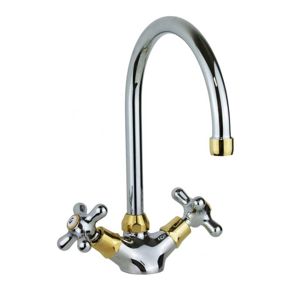 Gruppo monoforo lavello doppia leva serie Iris modello IRV180CO cromato oro Paffoni by CeramicStore | Lo specialista del tuo bagno