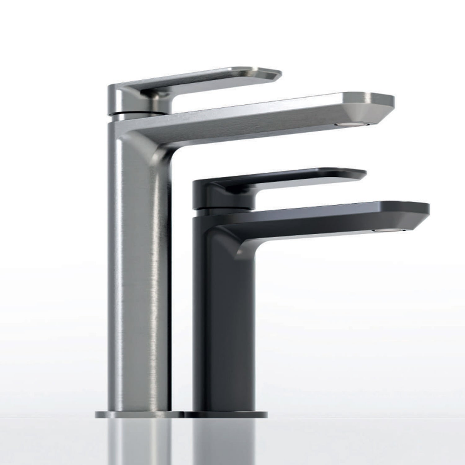  Miscelatore monocomando lavabo bocca lunga RubiFlux serie Azzurro - Nero Opaco by CeramicStore | Lo specialista del tuo bagno