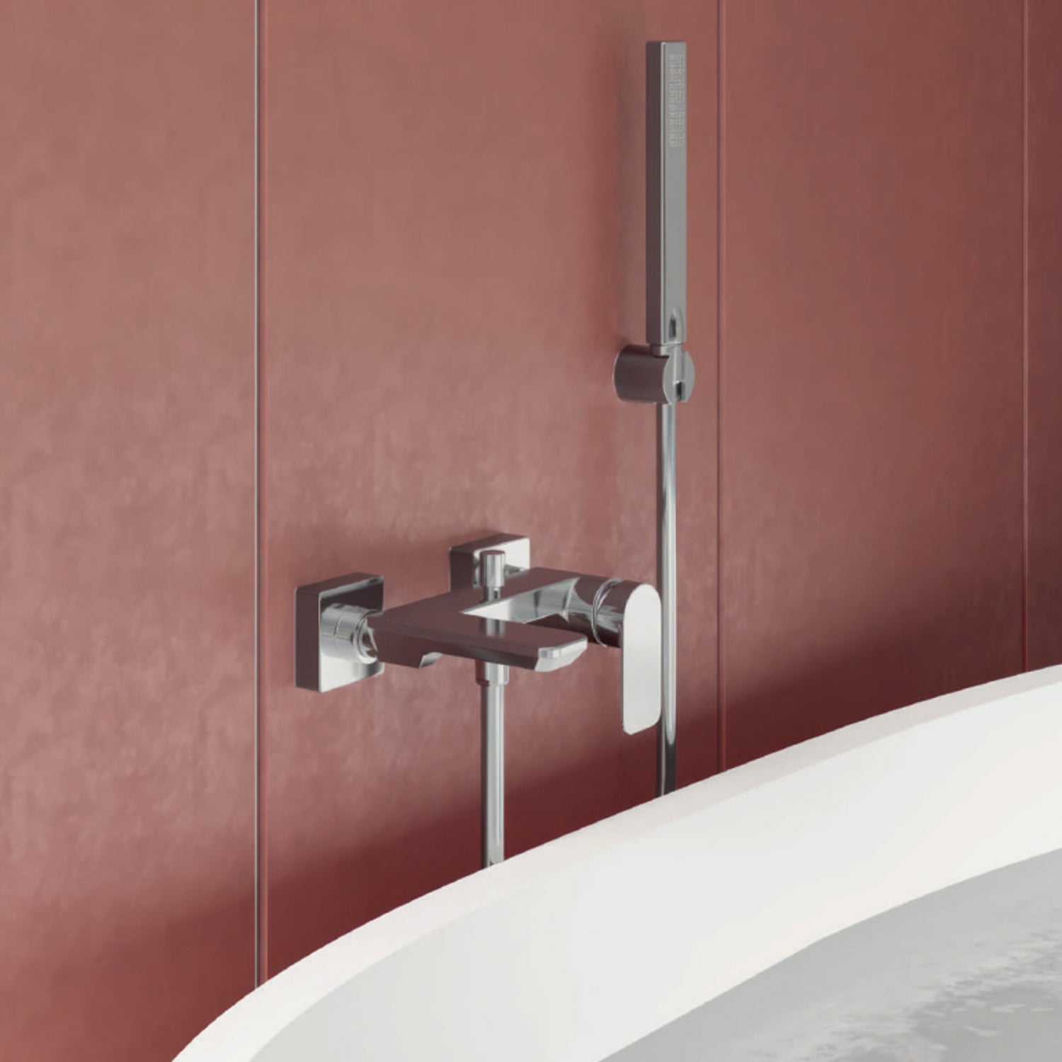  Miscelatore monocomando esterno per vasca con kit doccino RubiFlux serie Azzurro - Cromo by CeramicStore | Lo specialista del tuo bagno