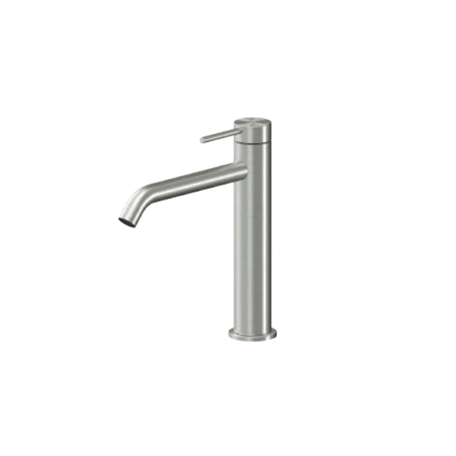 Miscelatore monocomando lavabo con bocca lunga RubiFlux serie Aria - Acciaio Satinato by CeramicStore | Lo specialista del tuo bagno