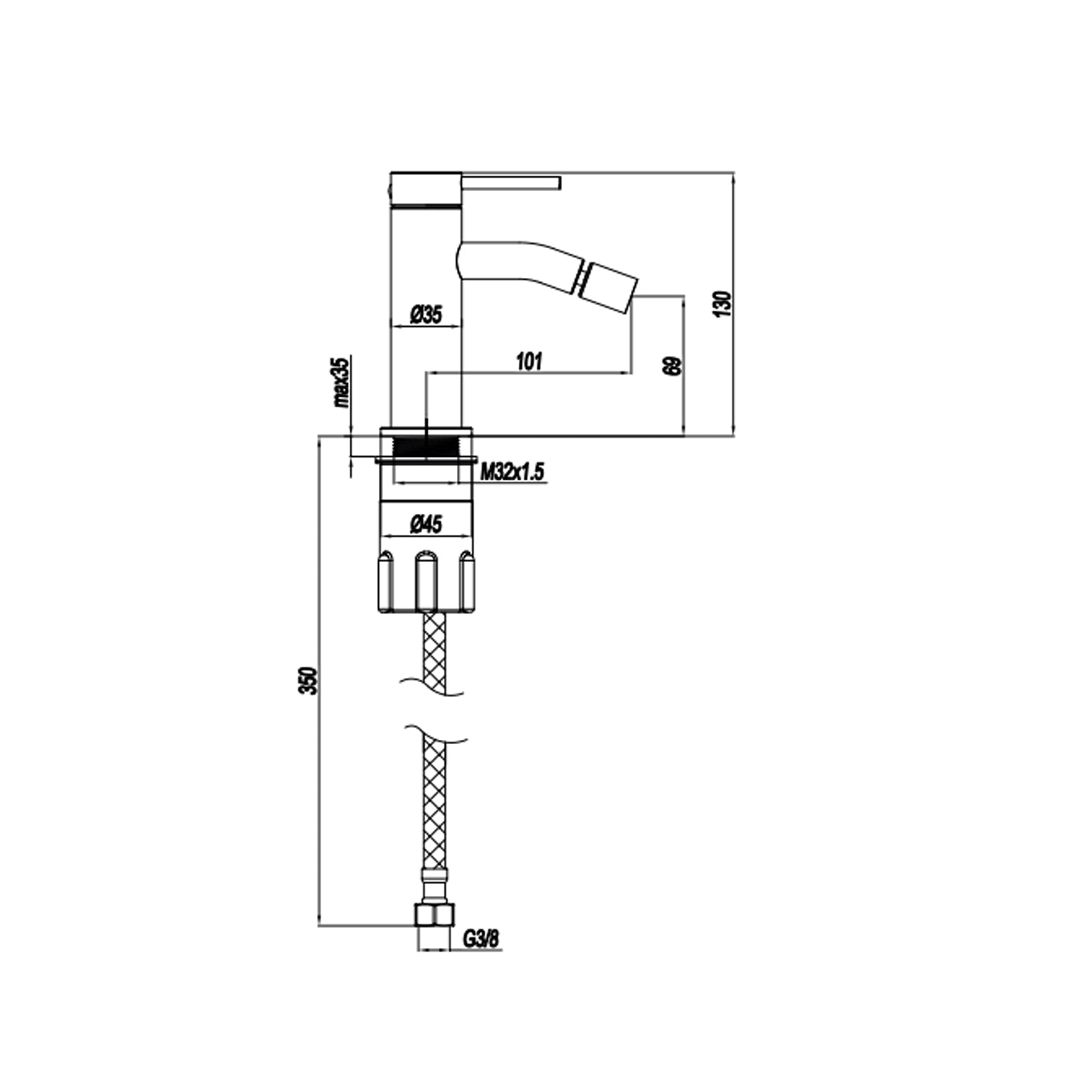  Miscelatore monocomando bidet RubiFlux serie Aria - Acciaio Satinato by CeramicStore | Lo specialista del tuo bagno