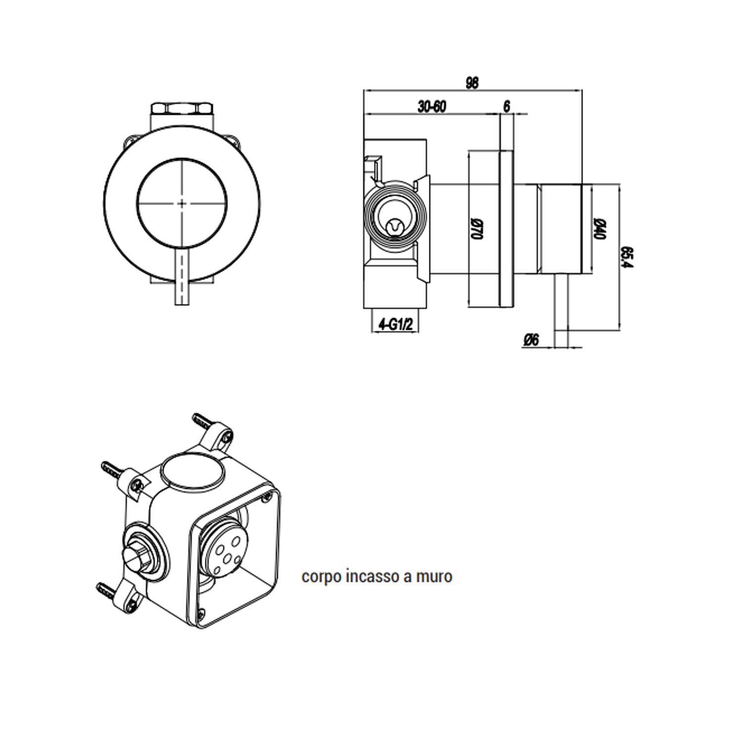  Miscelatore monocomando a incasso per doccia RubiFlux serie Aria - Acciaio satinato by CeramicStore | Lo specialista del tuo bagno