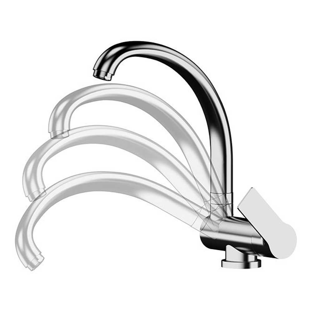 Miscelatore monocomando per lavello con bocca alta e abbattibile