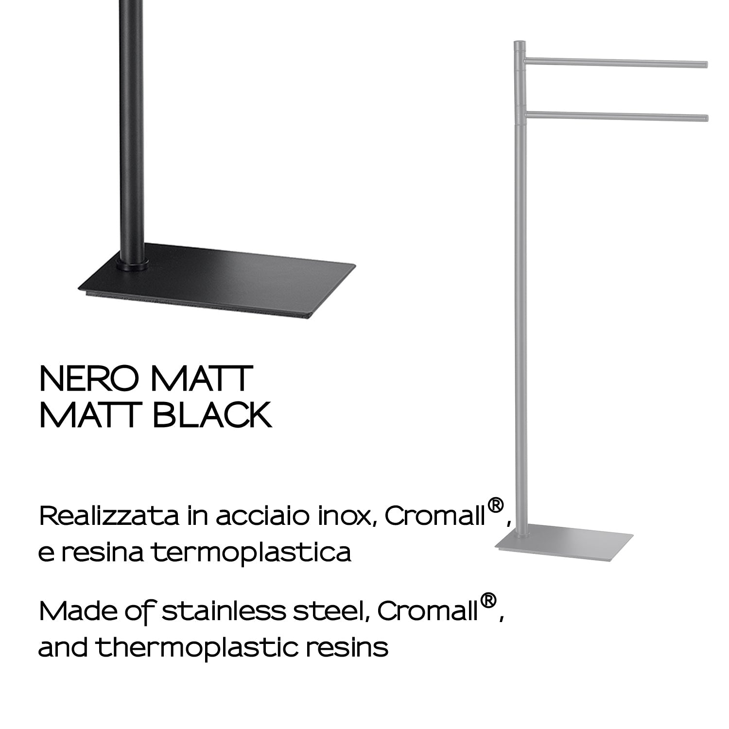  Piantana portasciugamani in Acciaio Inox Gedy serie Trilly - Nero Matt