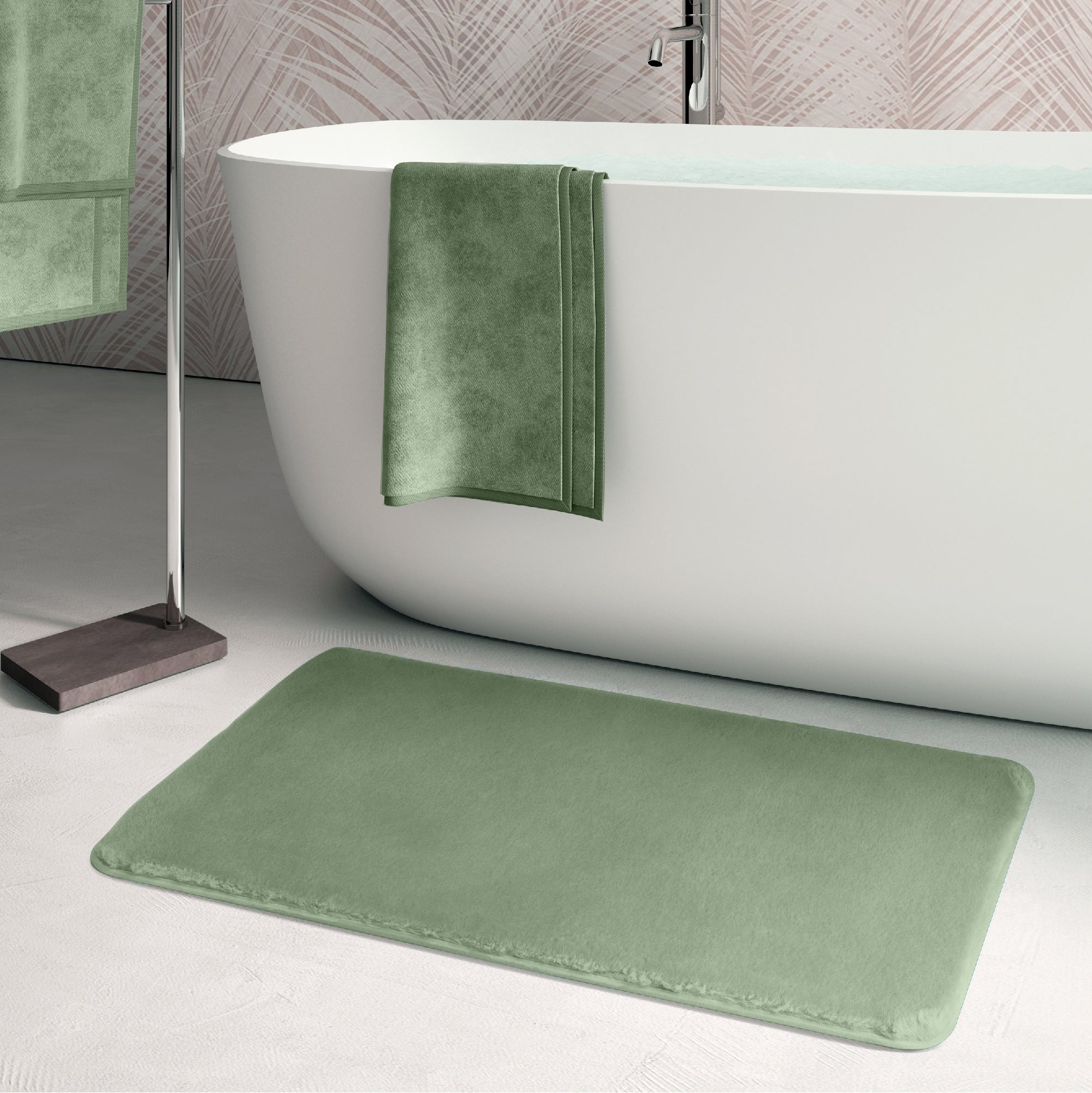  Tappeto bagno 50x80 cm modello Fuzzy di Gedy - Verde by CeramicStore | Lo specialista del tuo bagno