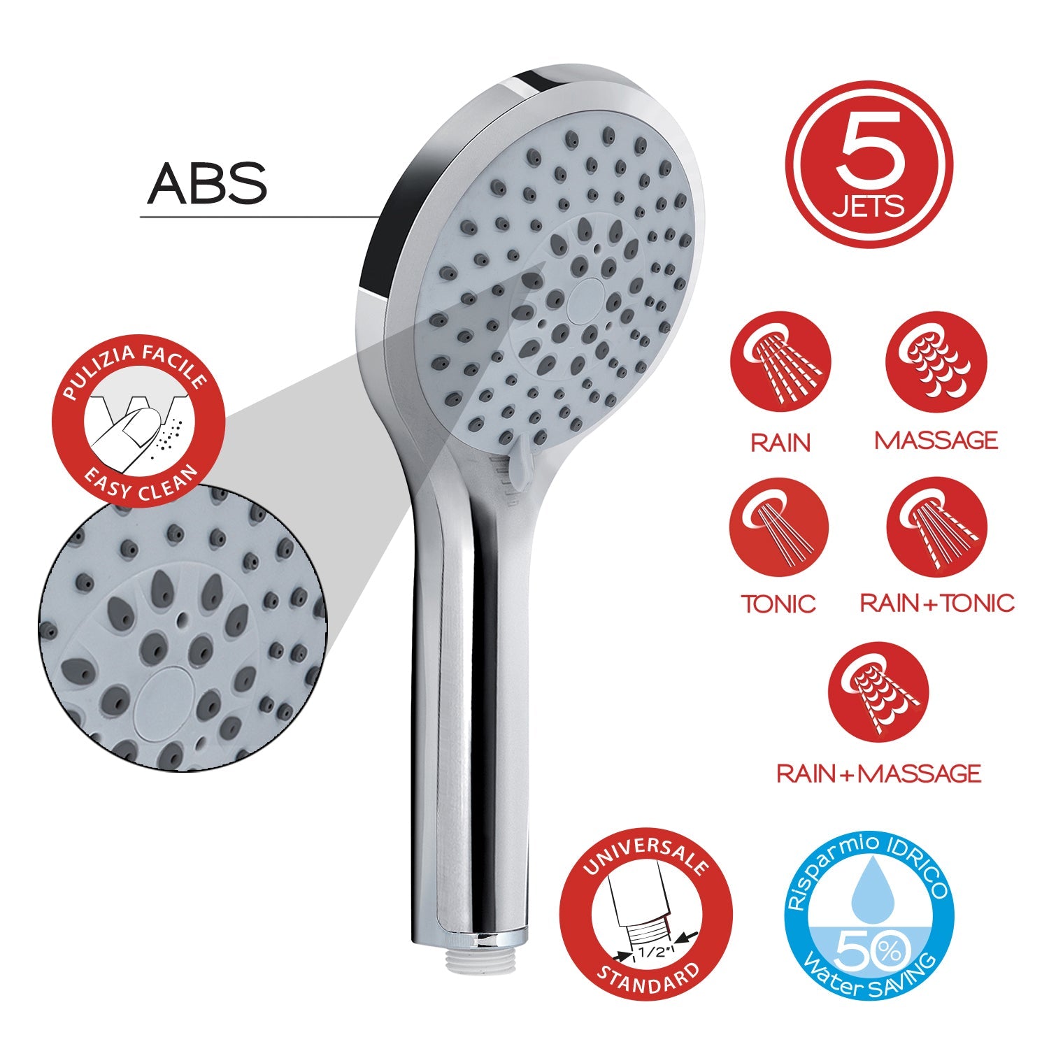  Doccetta 5 getti modello Top 00 di Gedy - Cromato by CeramicStore | Lo specialista del tuo bagno