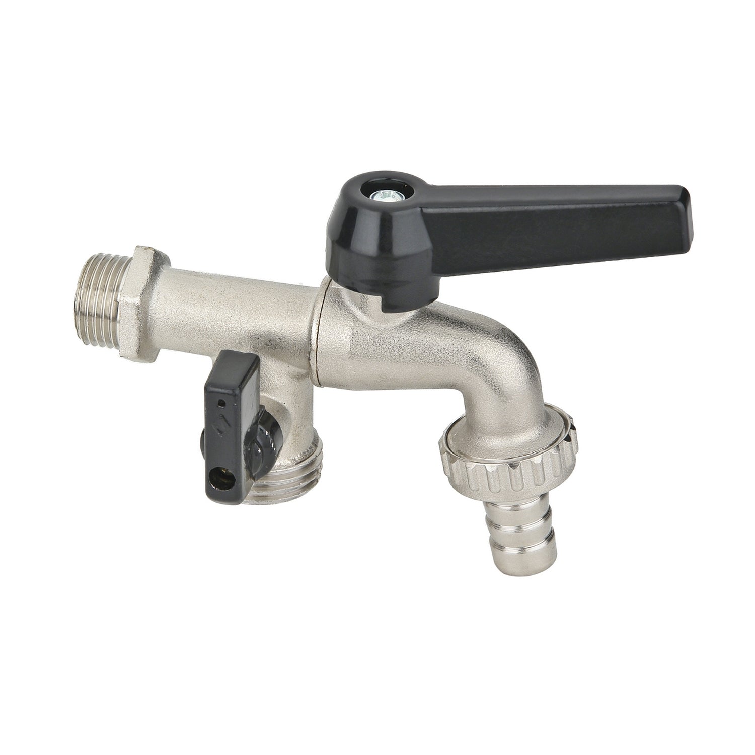 Rubinetto portagomma Duplex con leva in alluminio 1/2"