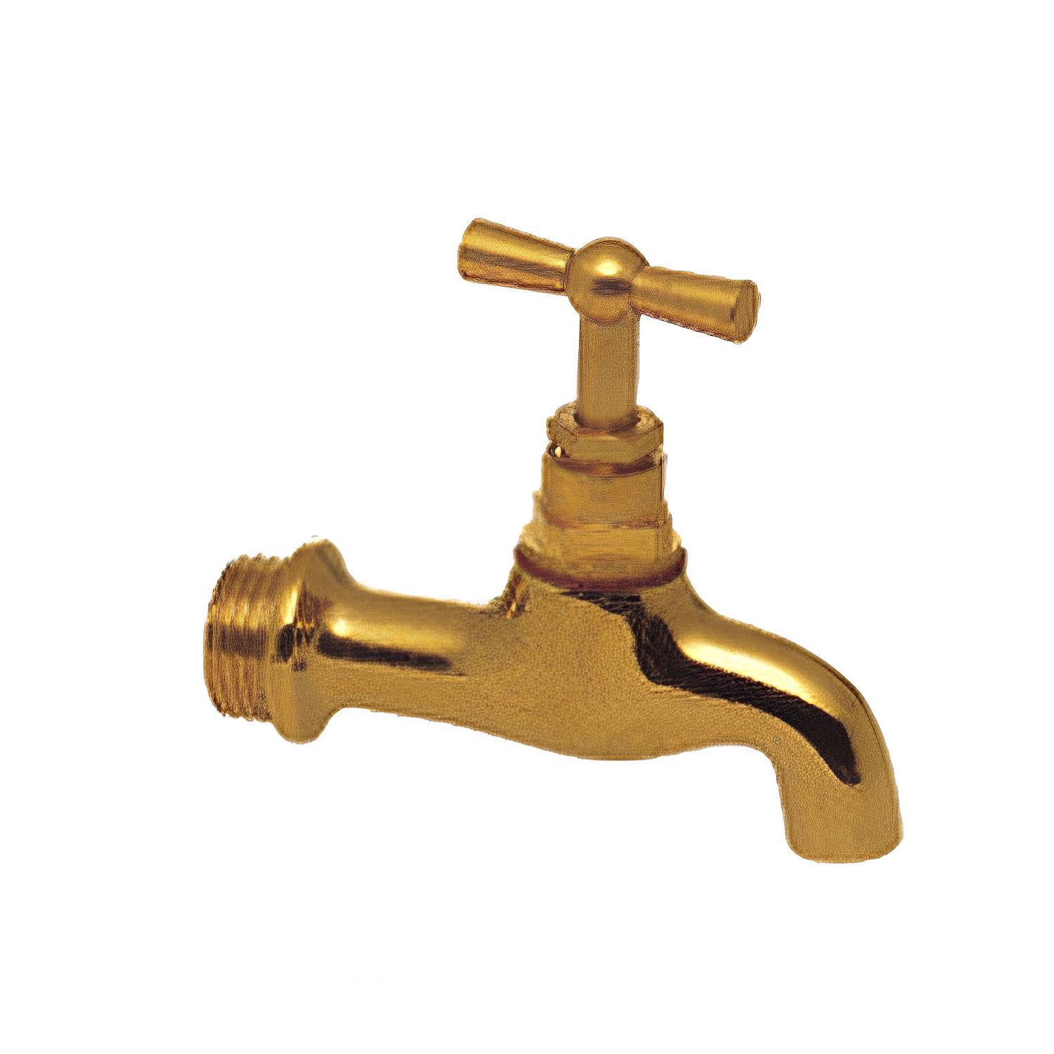 Rubinetto curvo da esterno 1/2", finitura ottone lucido - Giallo