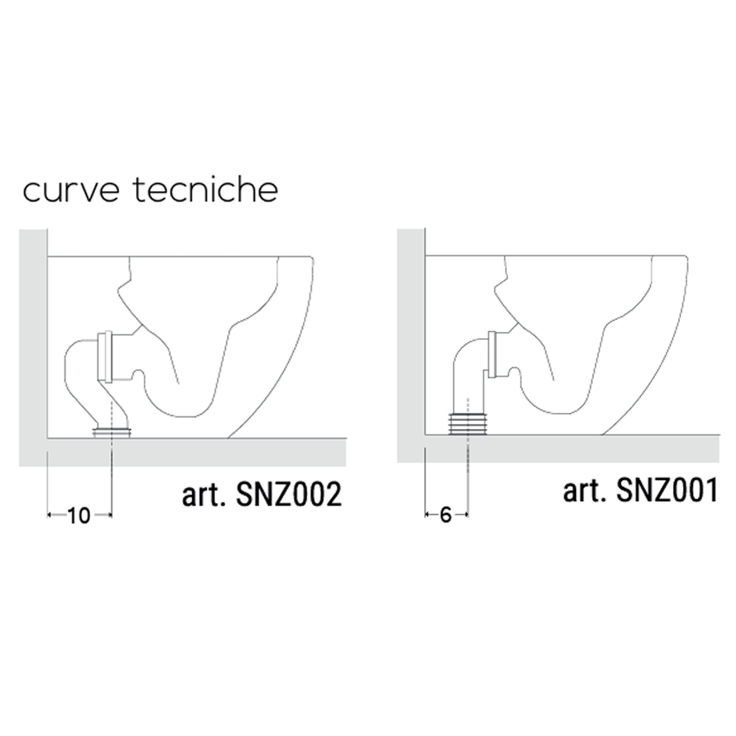 Vaso filomuro senza brida con Copriwater Soft Close BathCore serie Aria 52x37 x H40.5 cm - Bianco Lucido