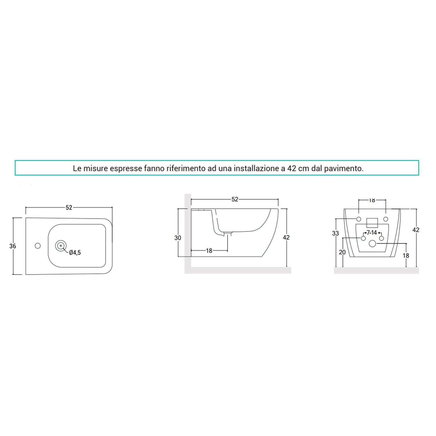  Sanitari filomuro senza brida con copriwater Soft Close BathCore serie Tela L 36 x P 52 x H 34 cm â€“ Bianco lucido