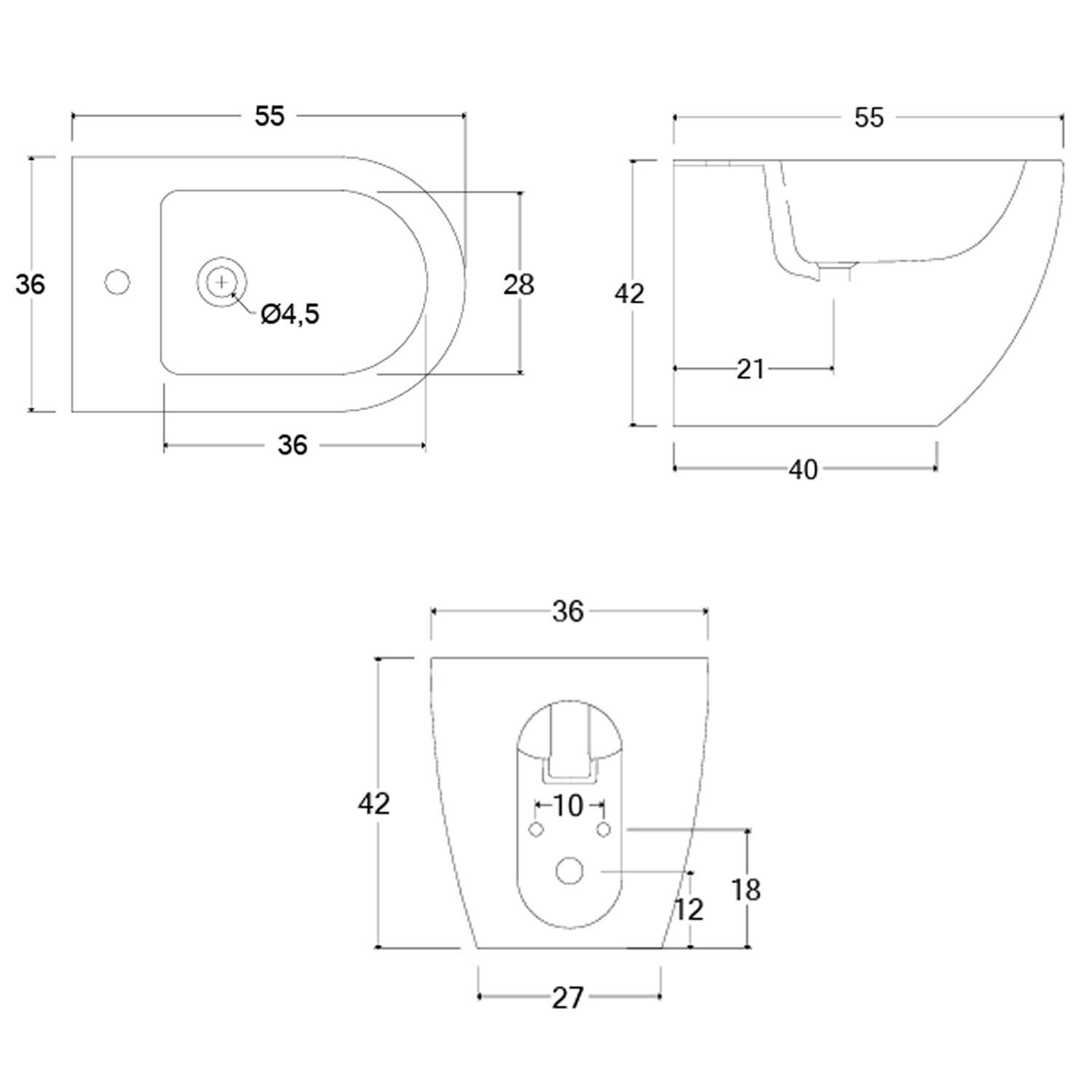 Sanitari filomuro 56x36 con Copriwater Soft Close BathCore serie Aria Special Traslato - Bianco Lucido 5