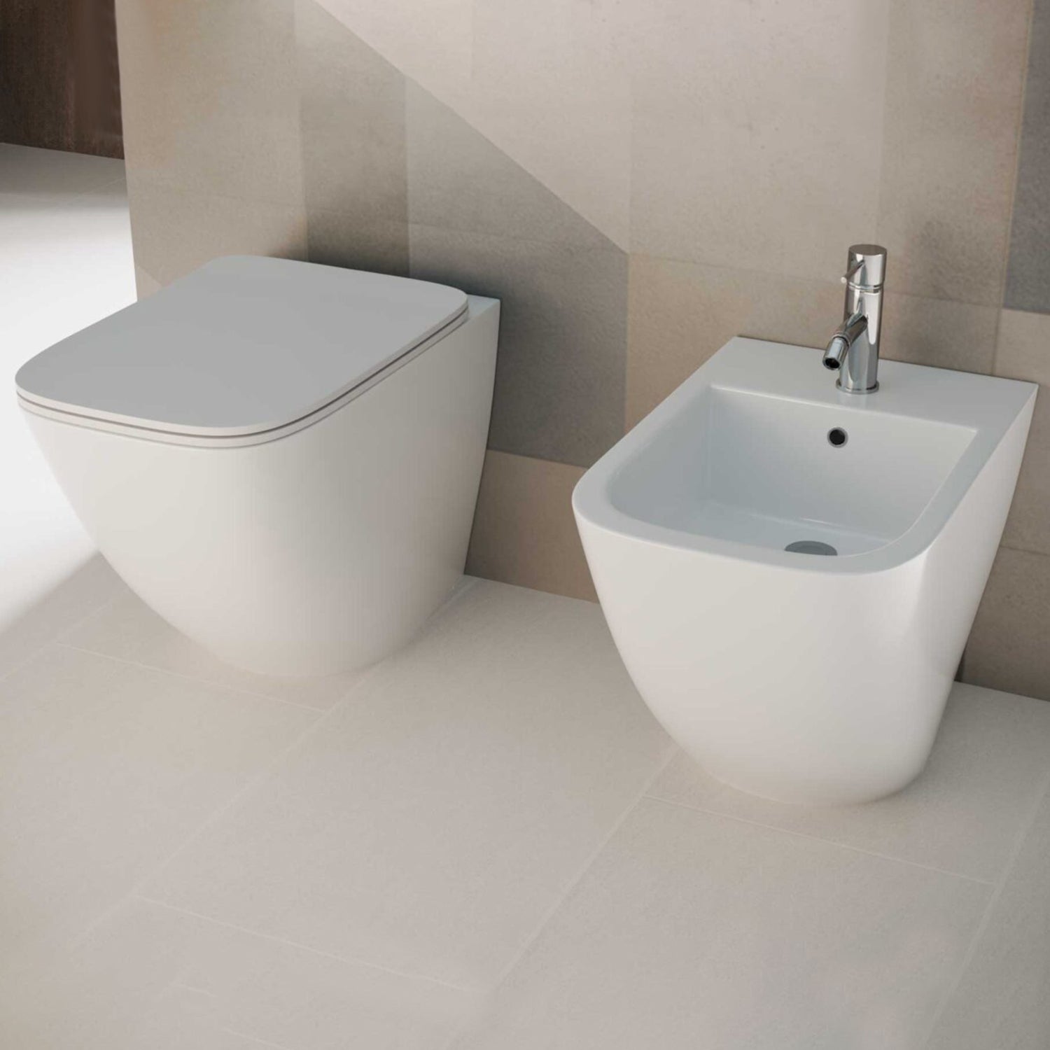 Sanitari filomuro senza brida con copriwater soft close BathCore serie Nilo L 36 x P 52 x H 42 cm - Bianco lucido 6