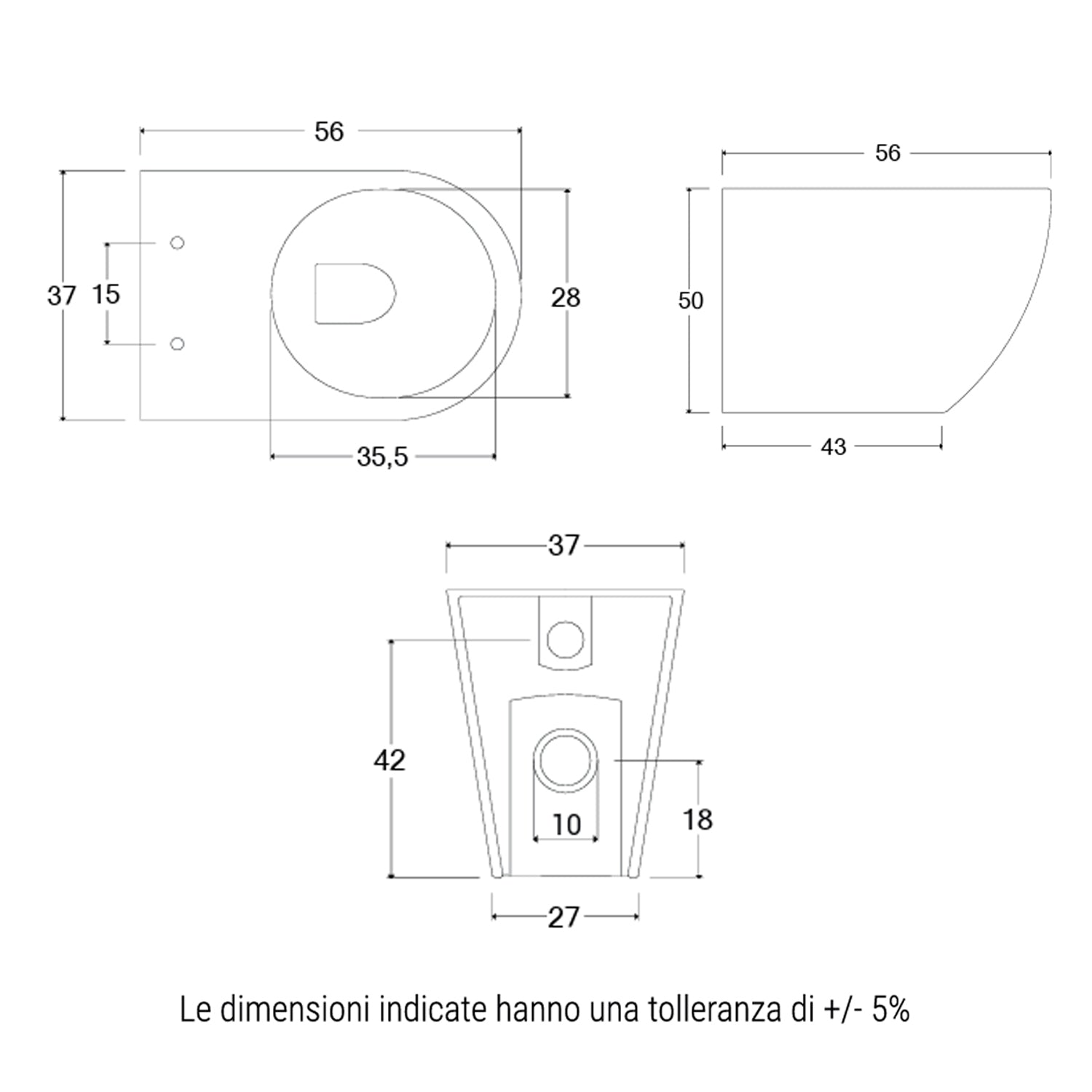 Sanitari filomuro BathCore serie Aria Special H50 56x37 - Bianco Lucido 5