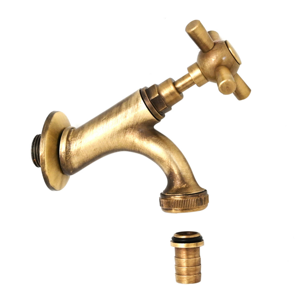 Rubinetto inclinato da esterno con maniglia a croce e attacco 1/2"