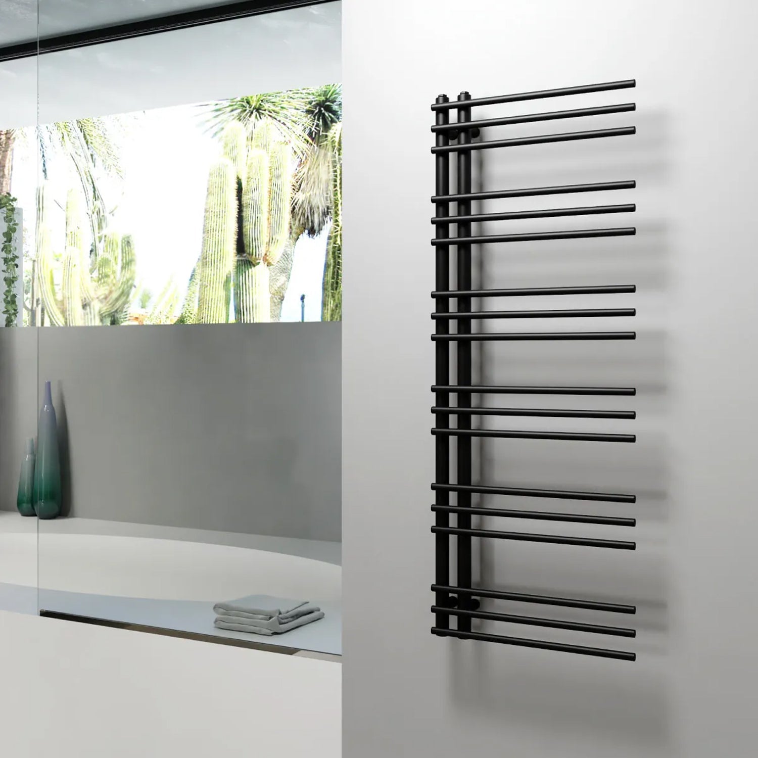  Termoarredo idraulico modello Arpa 120x50 cm e 430W - Nero by CeramicStore | Lo specialista del tuo bagno