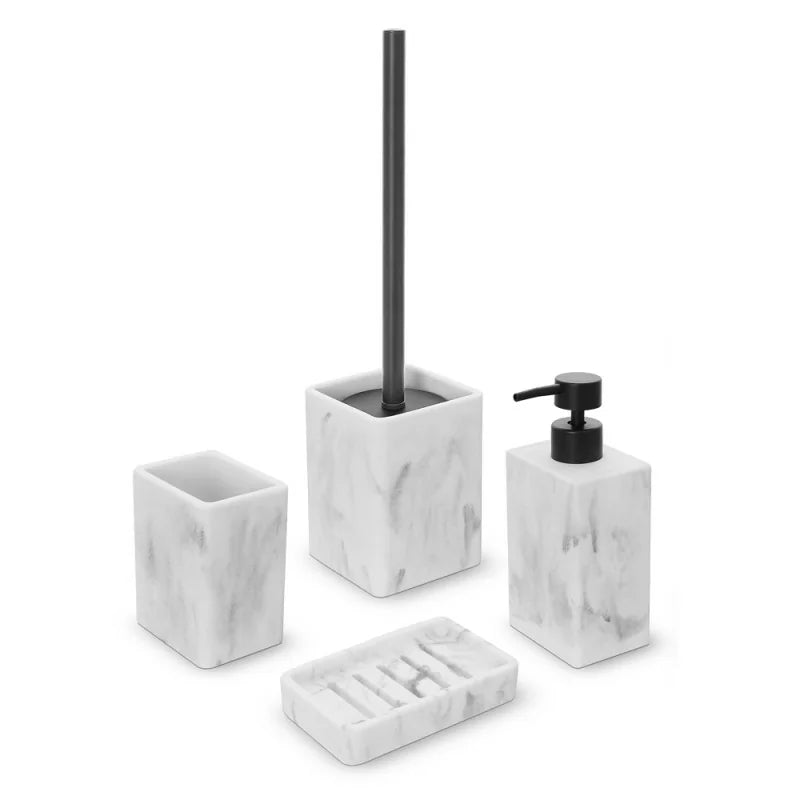 Set accessori bagno BathCore serie Marble - Effetto marmo bianco