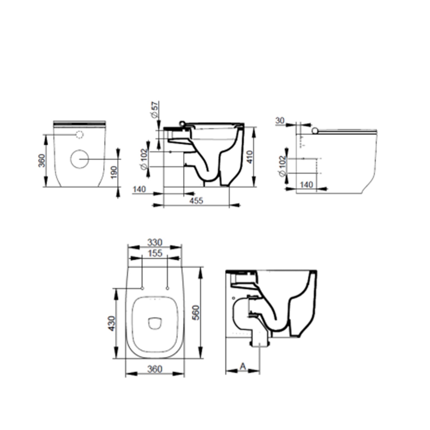  WC filomuro Ceramica Dolomite modello Alba 56x36 cm con sedile Softclose