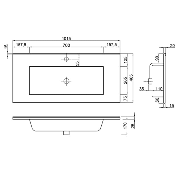  Mobile bagno con lavabo in ceramica specchio e lampada cm 100 colore Bianco Lucido- Cubi&Co modello Symmetry Classic 4 by CeramicStore | Lo specialista del tuo bagno