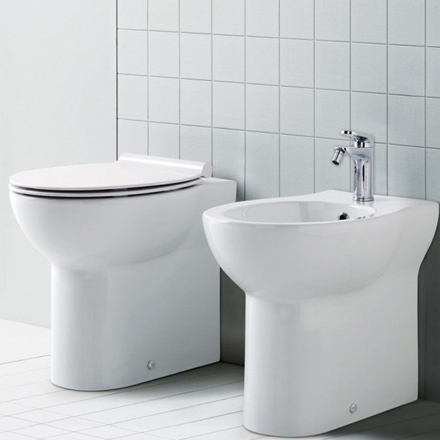  Sanitari filo parete ceramica azzurra fast wc + bidet + sedile soft close slim