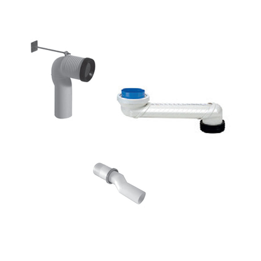 Kit per sanitari scarico MULTI 2.0 per distanza da 7 a 31 cm con curva