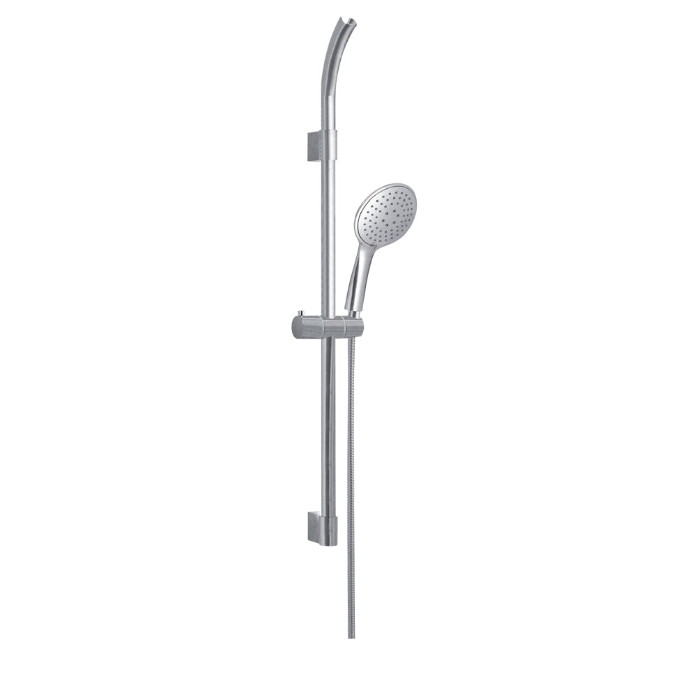 Set doccia a 3 getti completto di asta saliscendi doccino e flessibile modello TECH_03 nichel spazzolato by CeramicStore | Lo specialista del tuo bagno