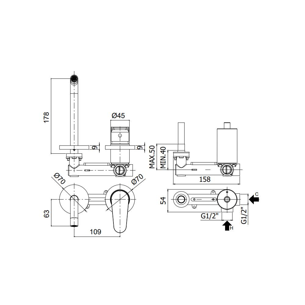  Miscelatore Lavabo Incasso 2 Fori serie Green modello GR106CR70 cromo Paffoni by CeramicStore | Lo specialista del tuo bagno